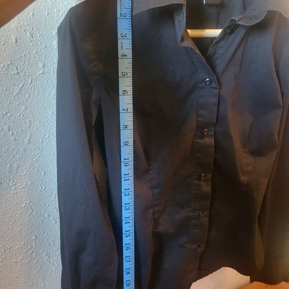 Moda International women's button down black long sleeve shirt. Small. - Picture 5 of 6